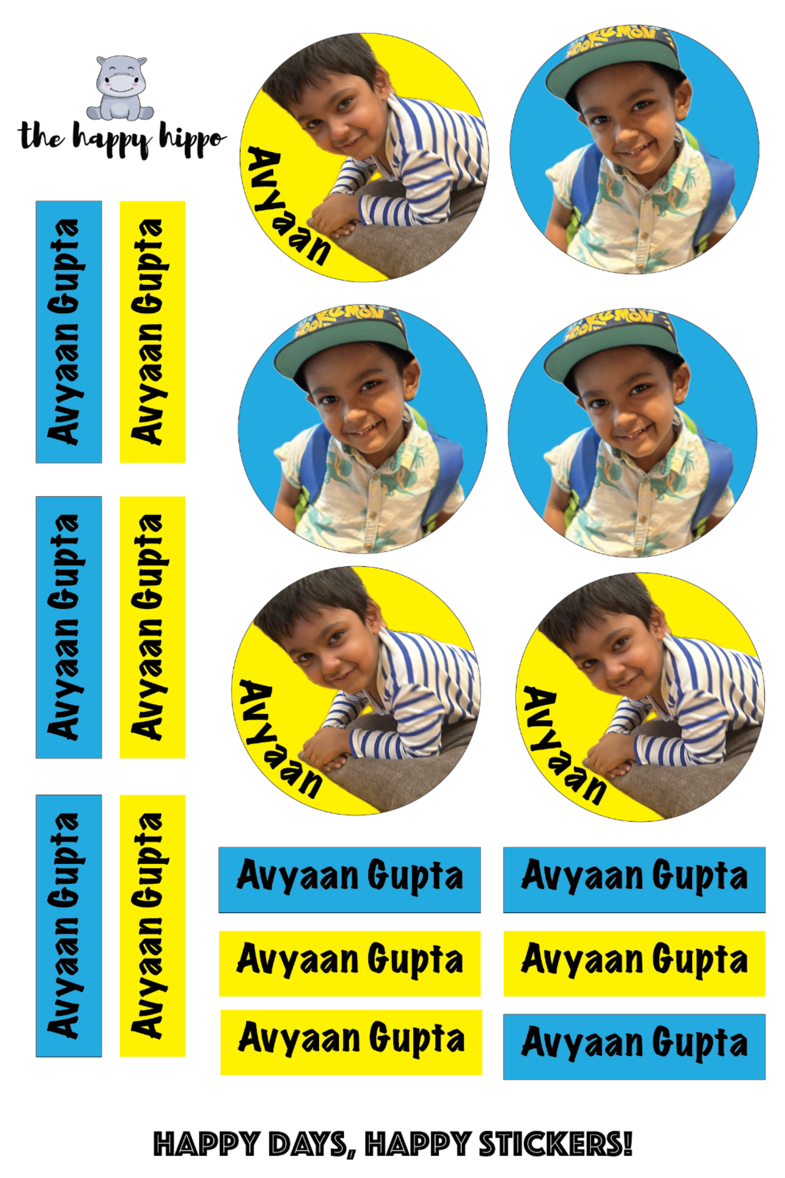 PHOTO & Name stickers- 1 SHEET
