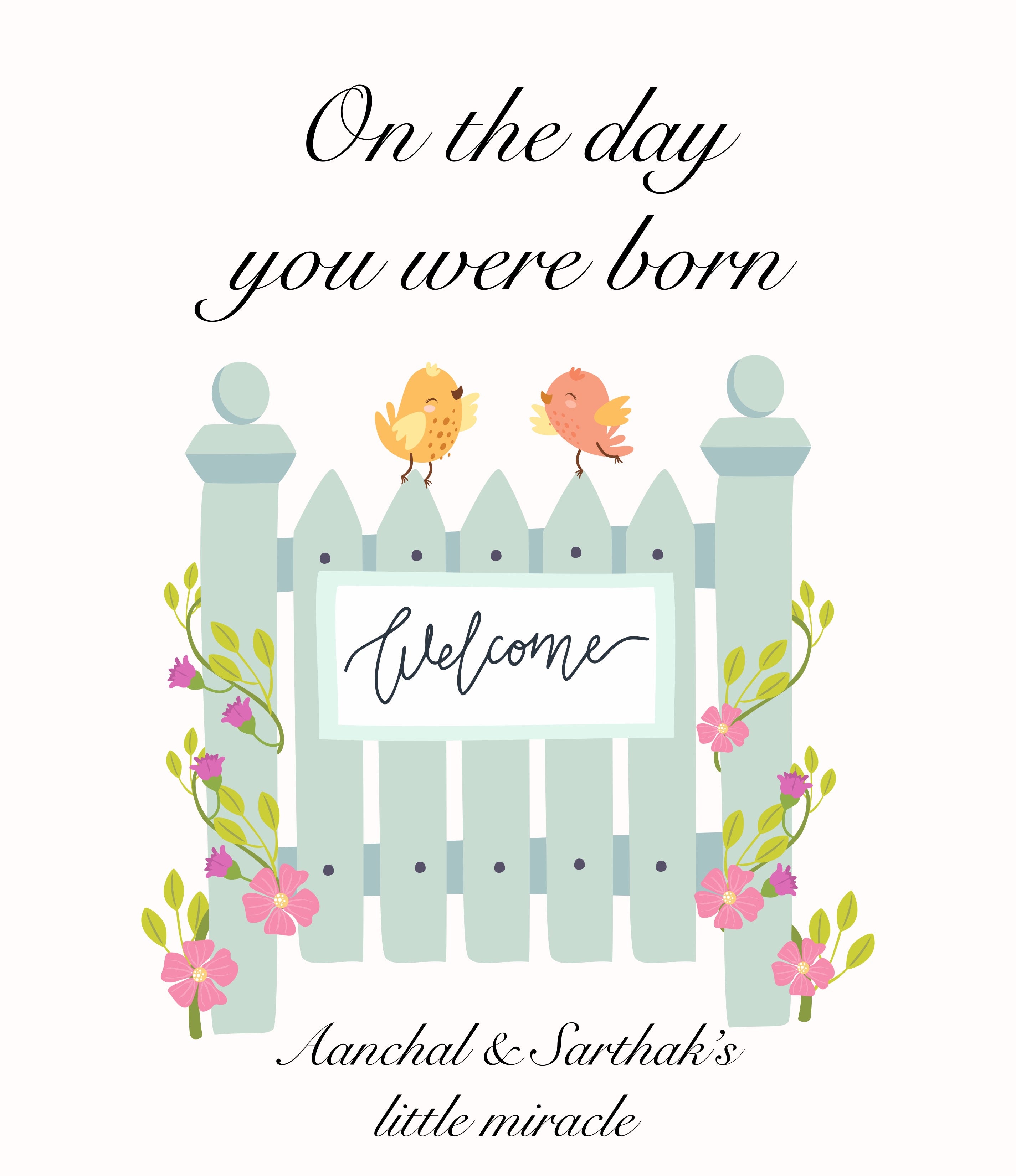 Sweet Beginnings: A Baby visitors book, customised with name of the parents