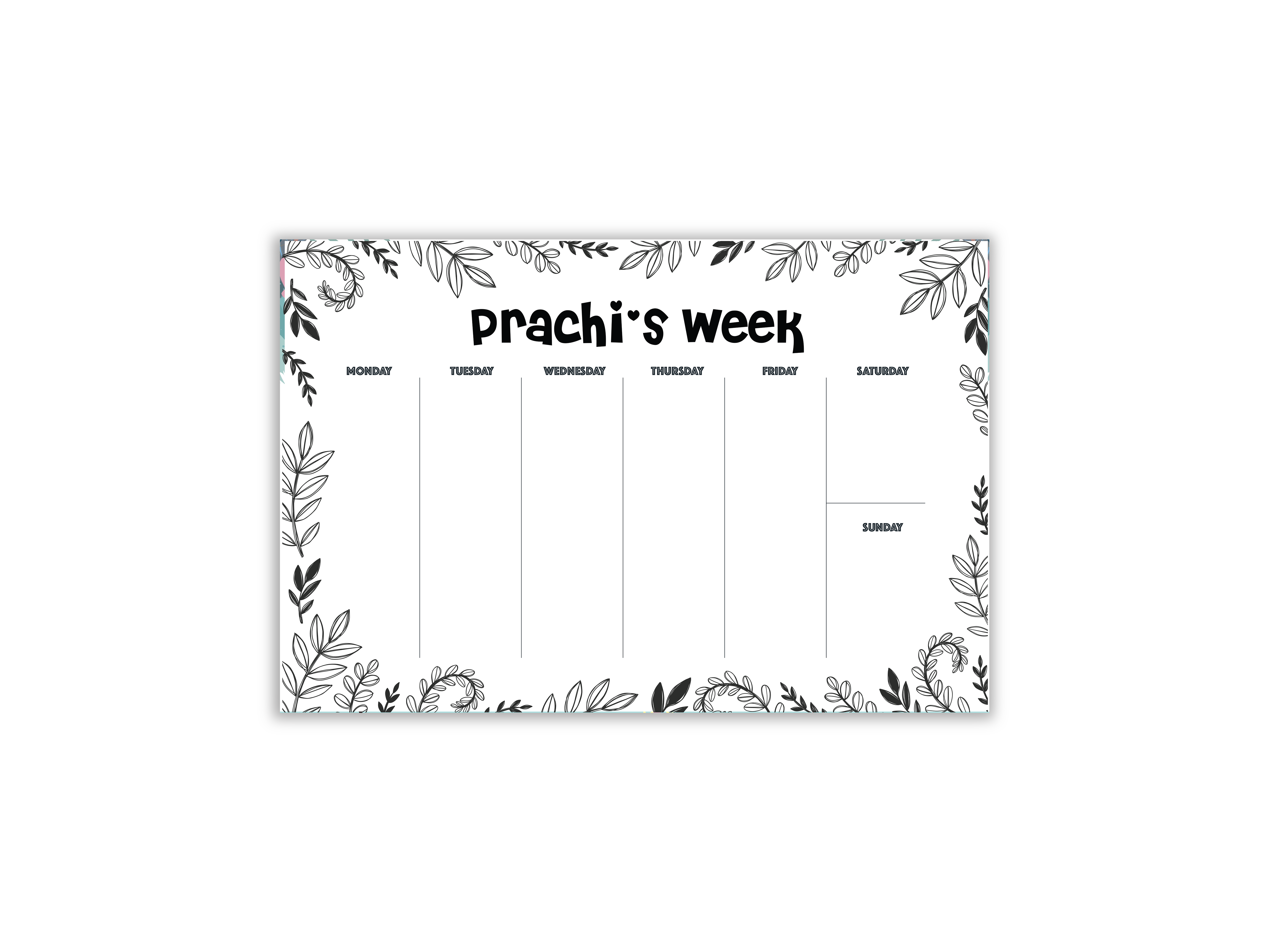 Weekly Planner- BLACK N WHITE
