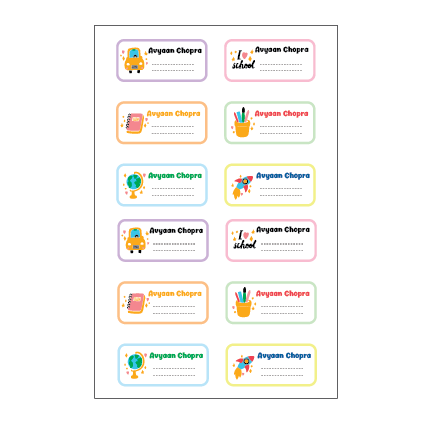 Name stickers- school