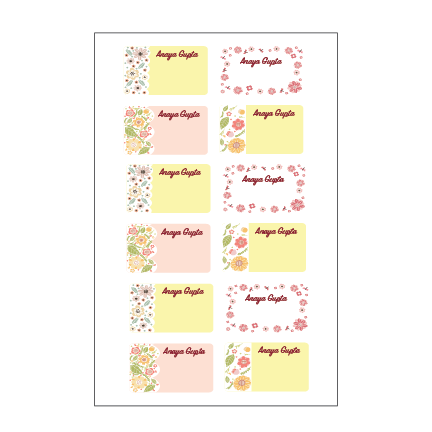Name stickers- flowers