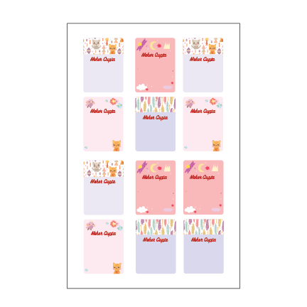 Name stickers- pink