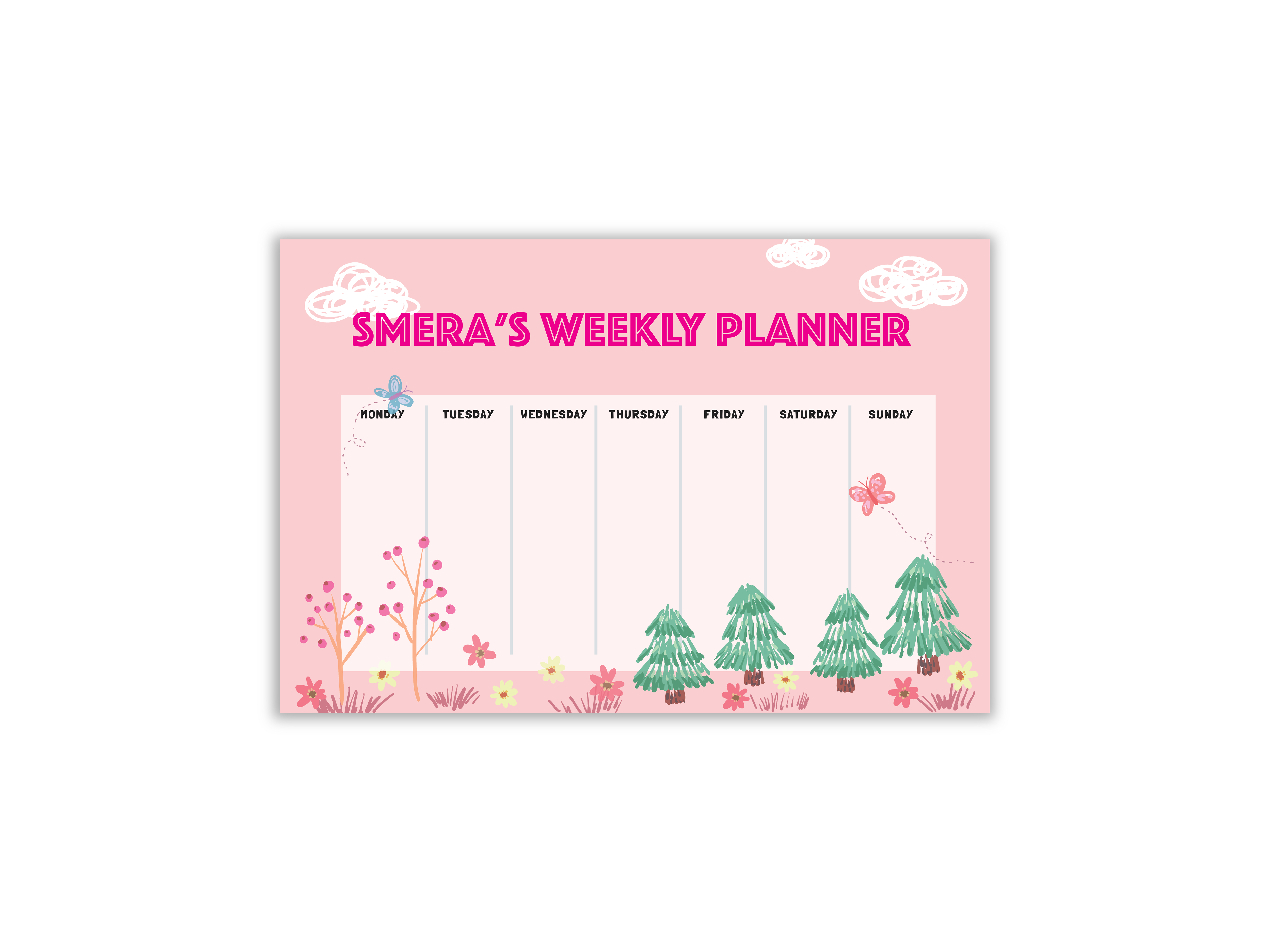 Weekly Planner- cute pink