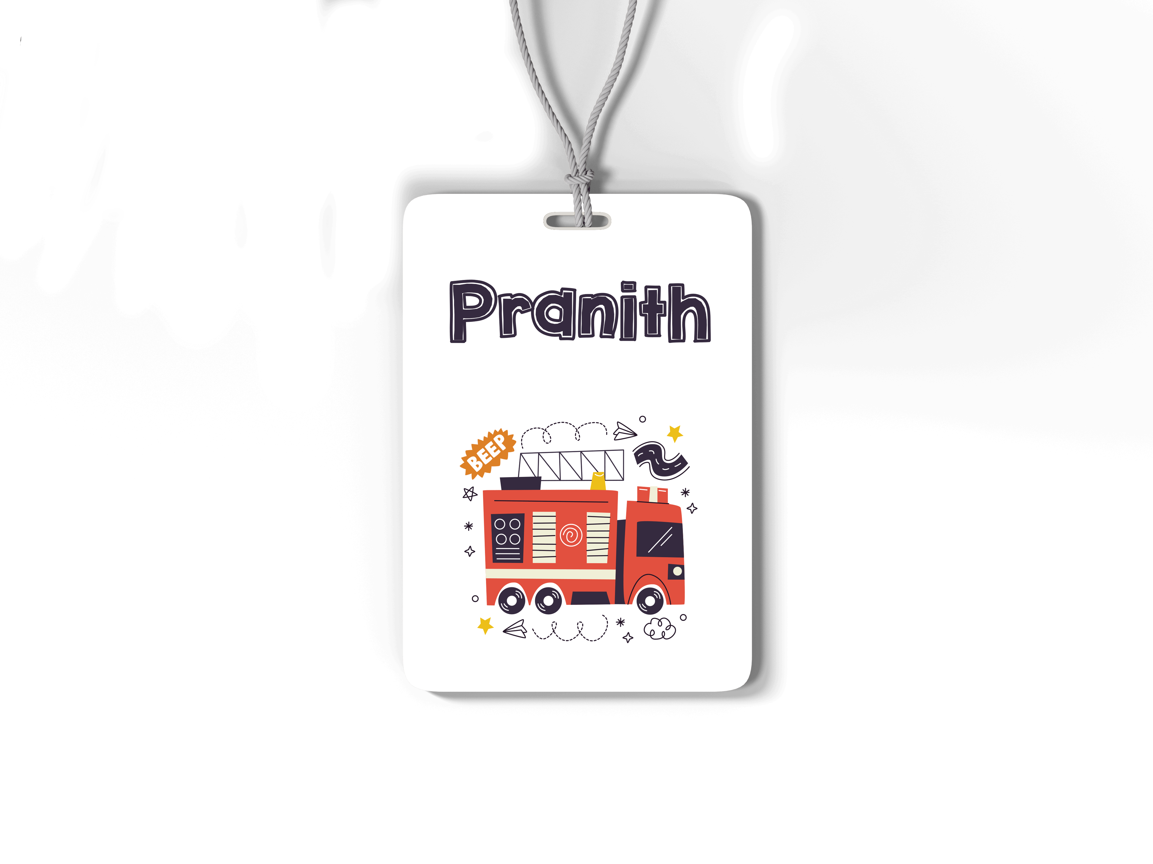 Bag Tag - Personalised - Fire truck