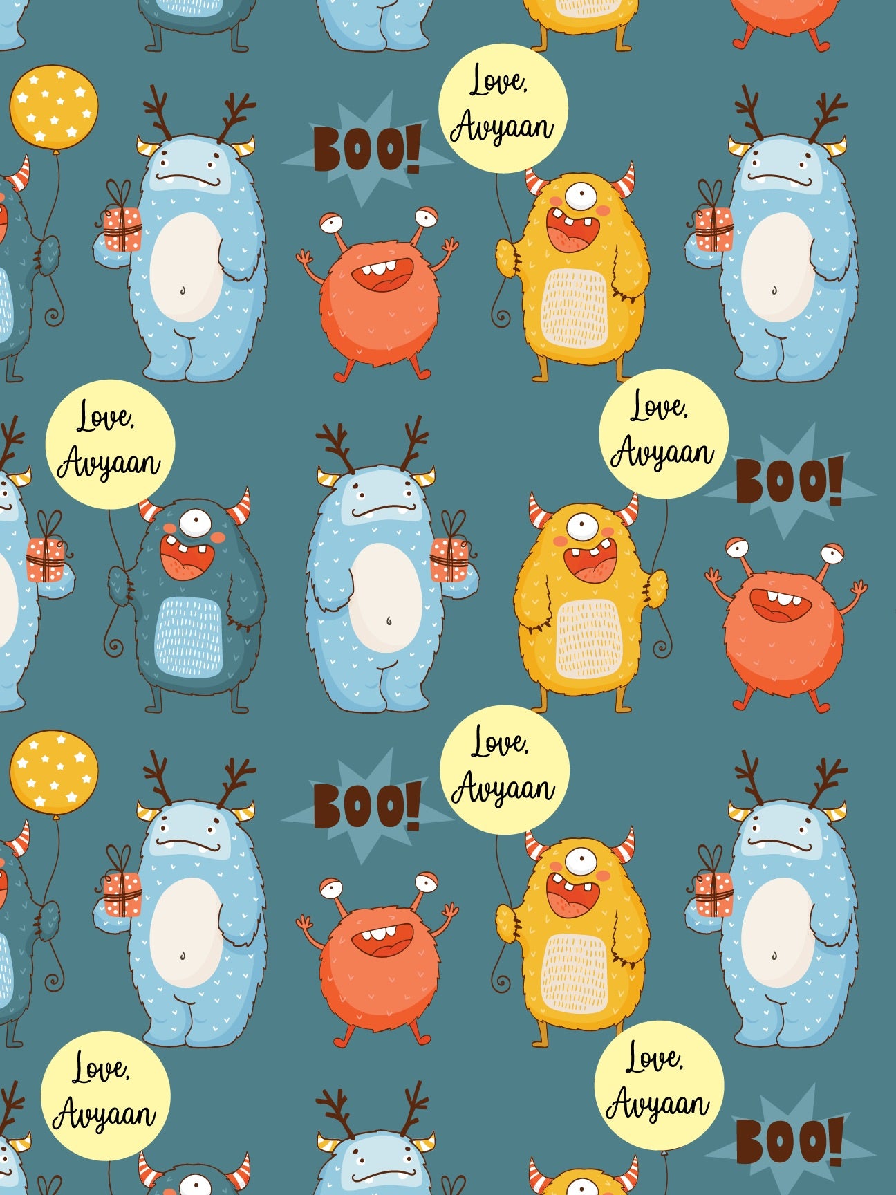 Personalised Wrapping Paper -Monster