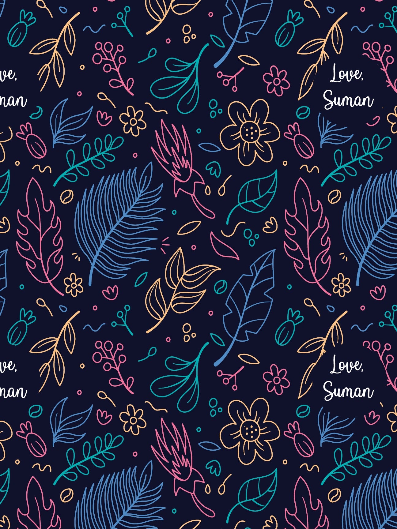 Personalised Wrapping Paper -neon flower