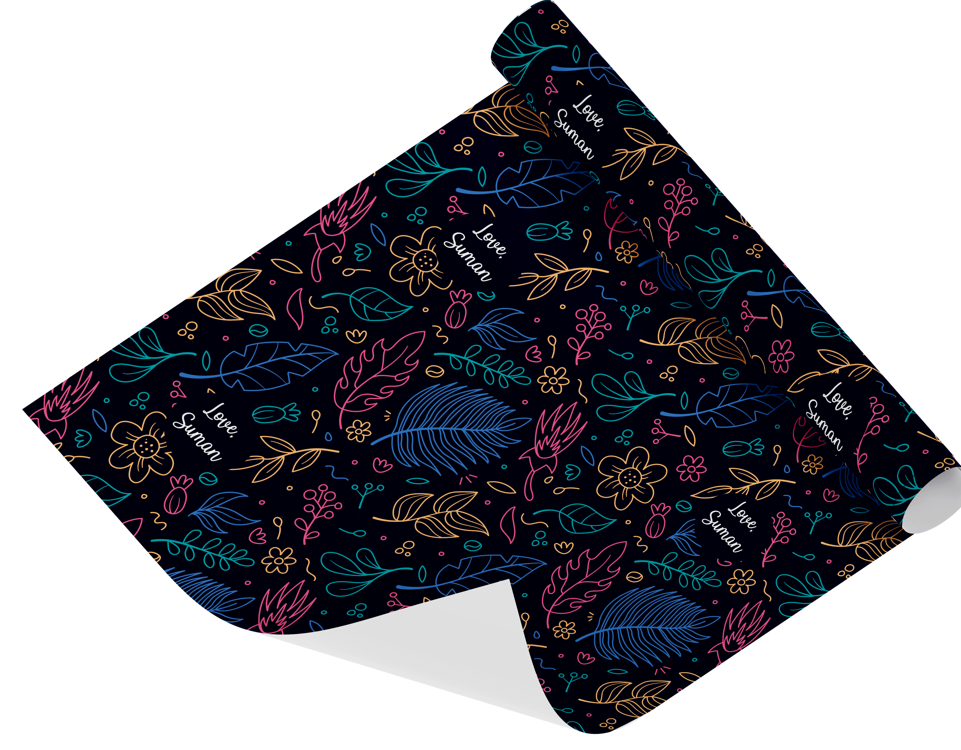 Personalised Wrapping Paper -neon flower