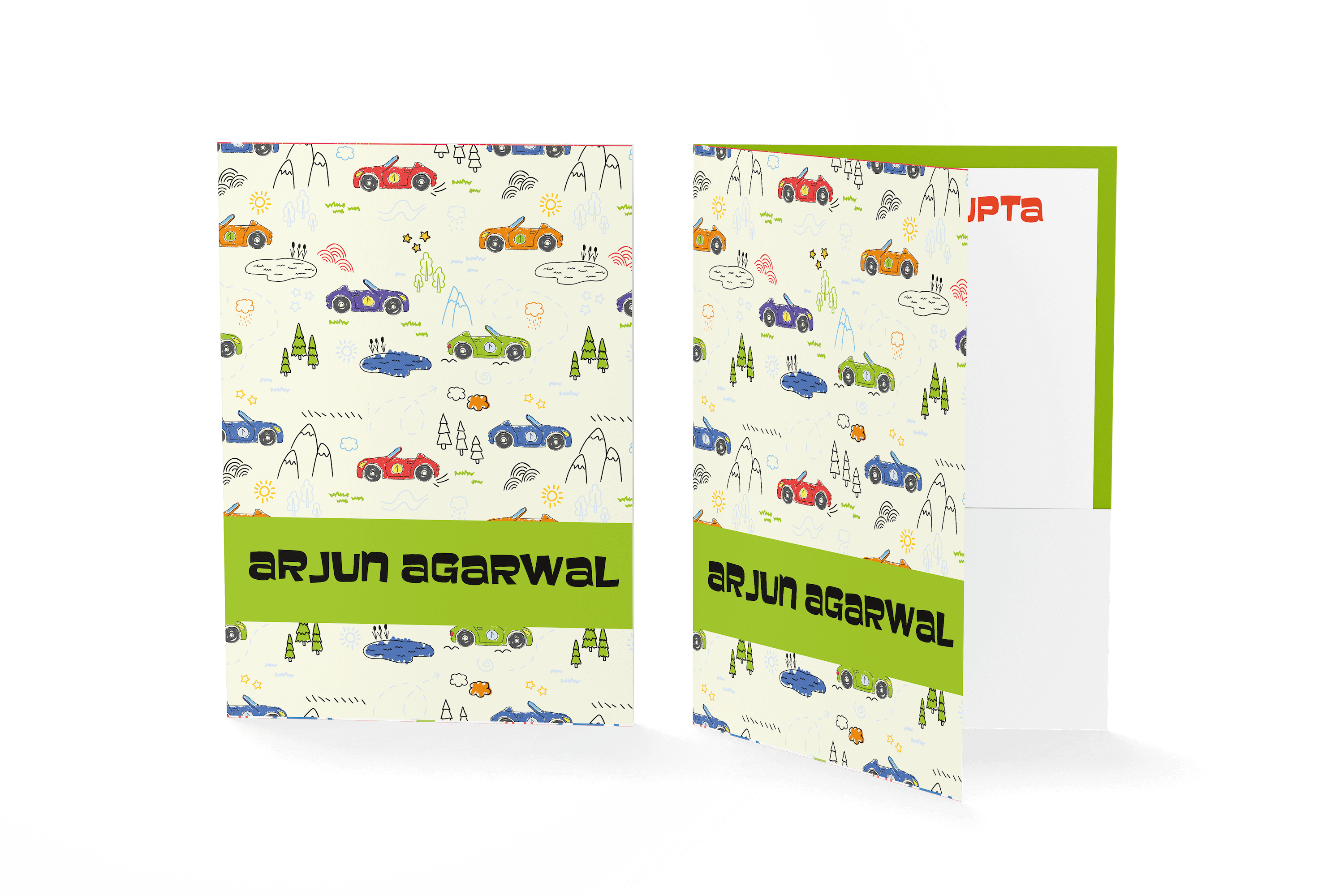 Personalised Folder - Cars Green