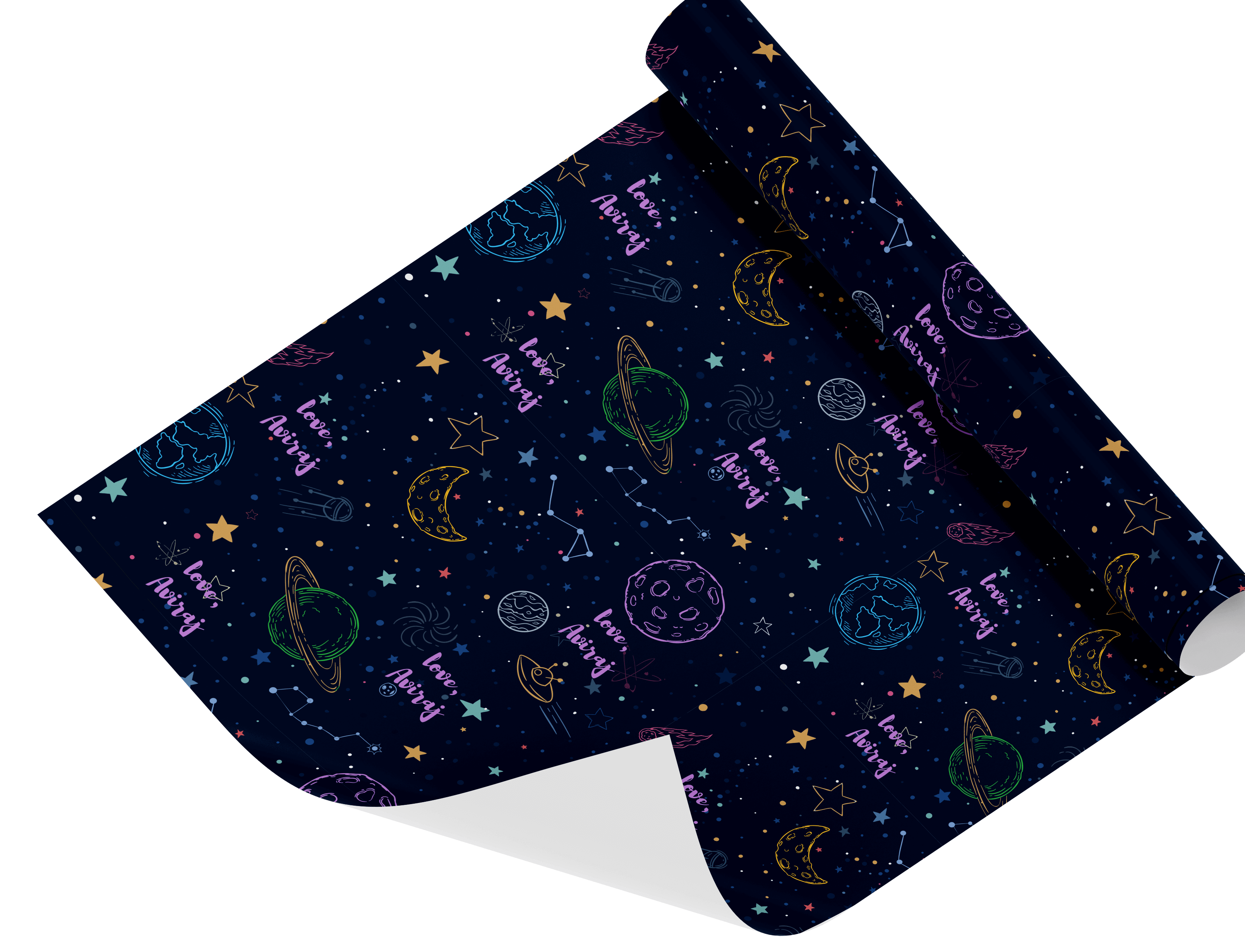 Personalised Wrapping Paper - Neon space